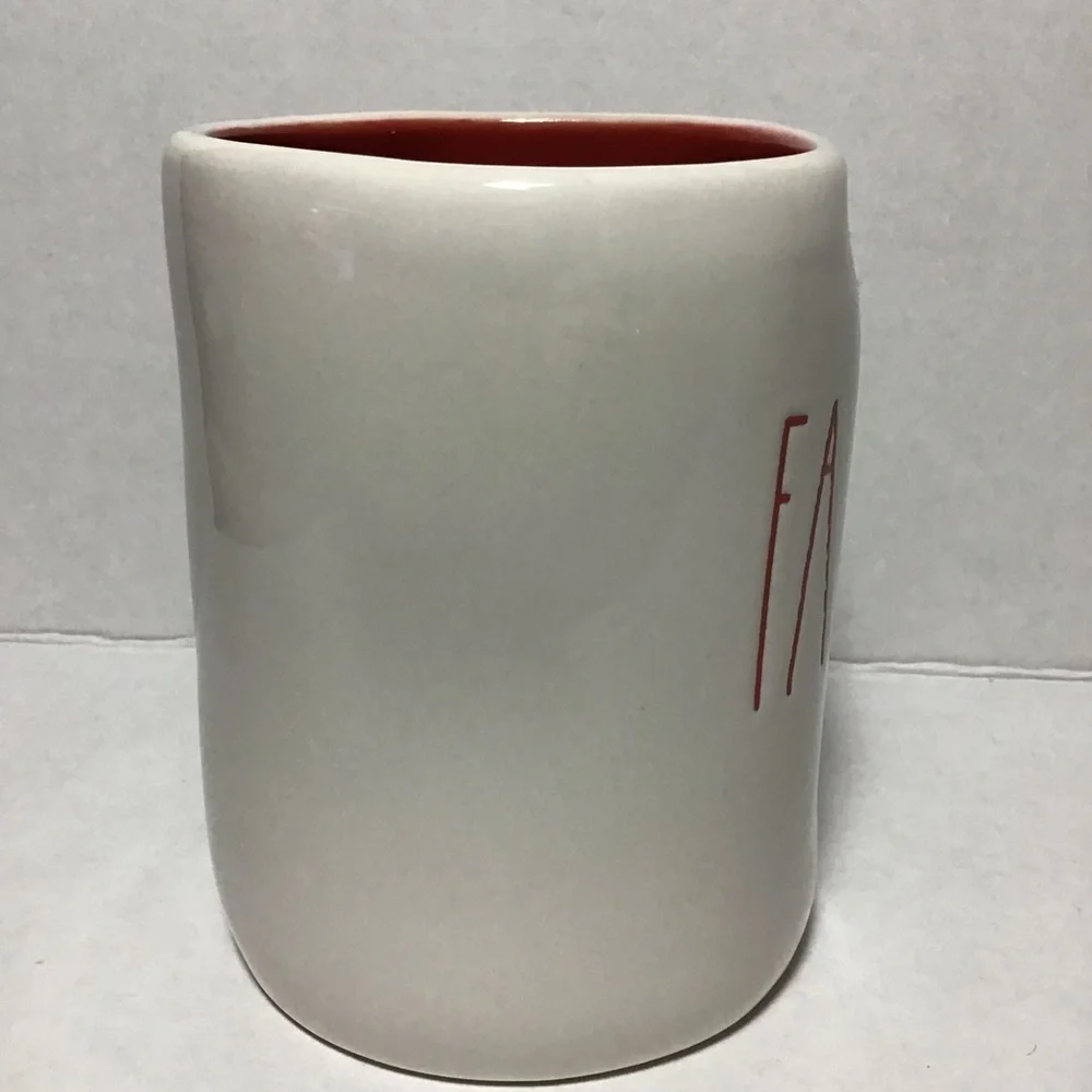 Rae Dunn FA LA LA! Large Red Letter Red Inside Mug